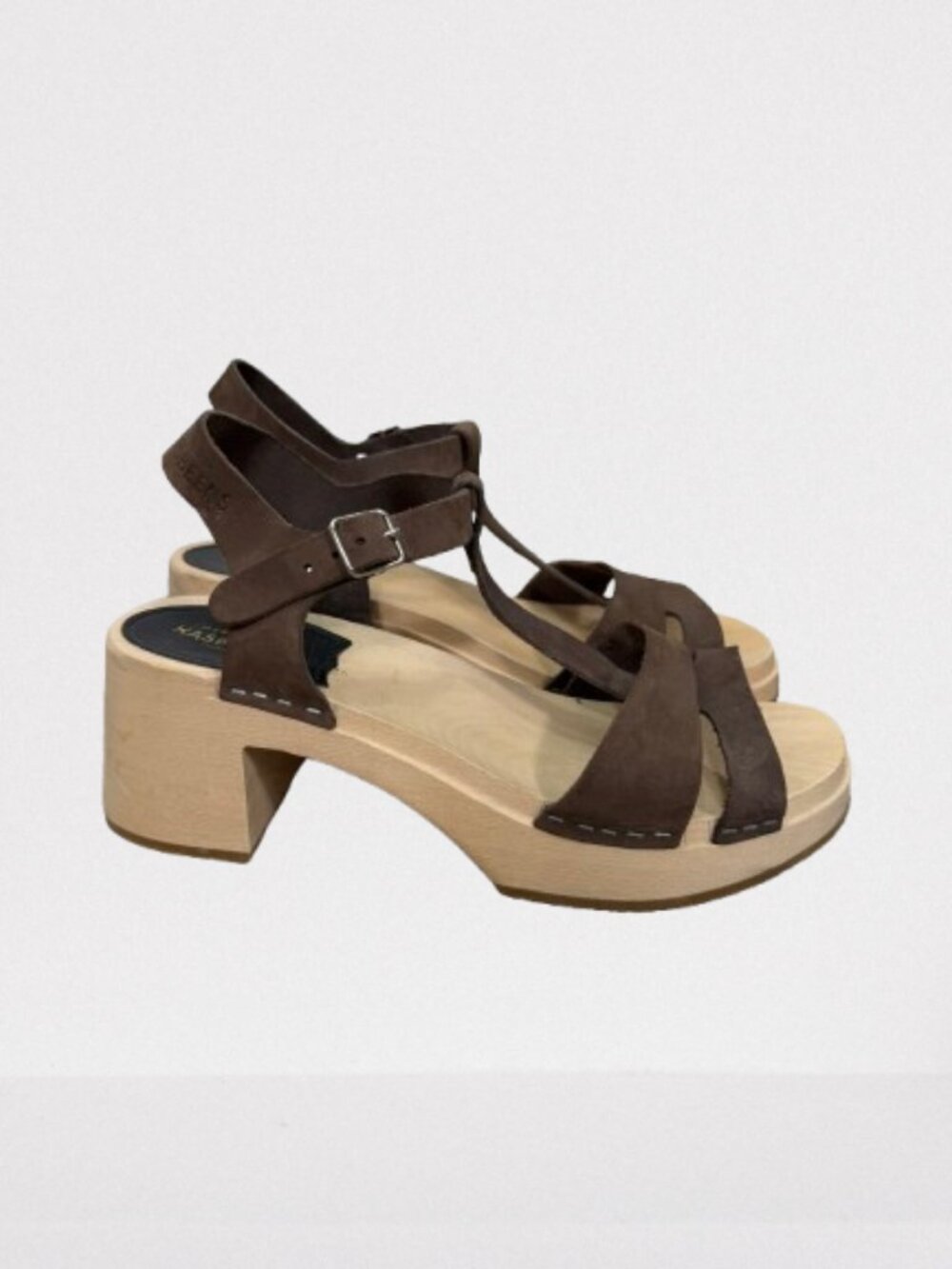 Swedish Hasbeens Brown Birgit Leather Clog Sandals Size EU 39/US 9 - Picture 4 of 11